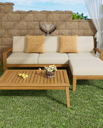 GRENADA L Shape 3pcs Acacia Sectional Patio Sofa Set