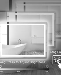 48  X 36  LED Bathroom Mirror With Anti-Fog And Touch Sensor -Modern Frameless Lighted Wall Mirror For Bathroom Vanity, Shower Room, Or Dressing Area