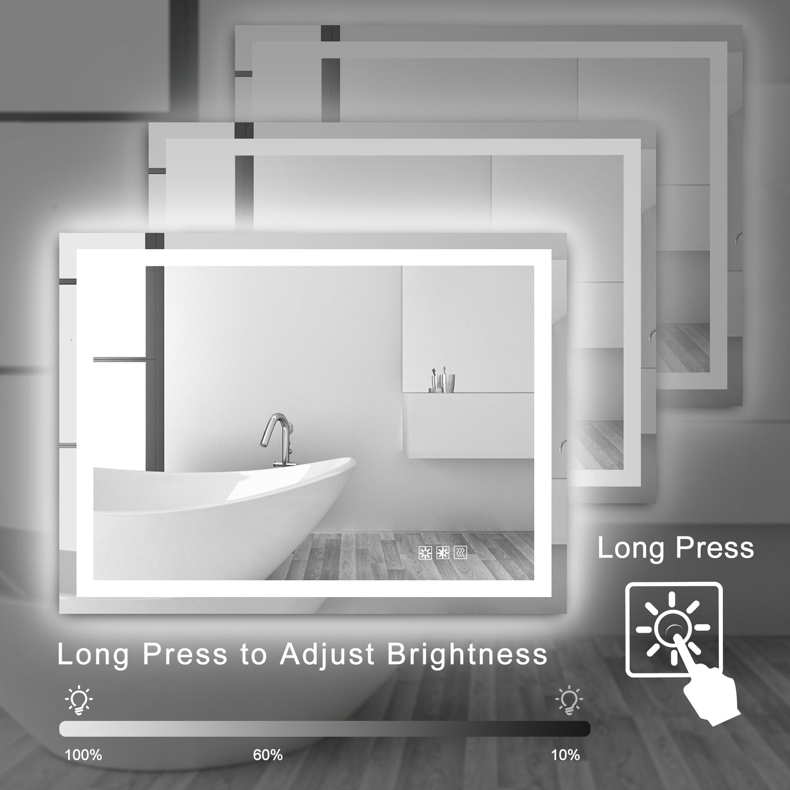 48  X 36  LED Bathroom Mirror With Anti-Fog And Touch Sensor -Modern Frameless Lighted Wall Mirror For Bathroom Vanity, Shower Room, Or Dressing Area