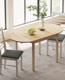 55" Wood Kitchen Table, Drop Leaf Tables for Small Spaces, Natural
