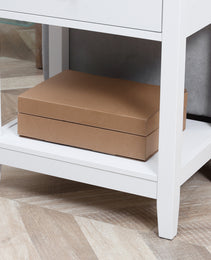 End Table, 2-tier Side Table with Drawer and Storage Shelf, Modern Side Table for Living Room, White