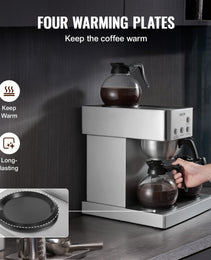 4-Station Commercial Coffee Brewer – 6-Minute Rapid Brew with Quad Warming Plates & 4 Carafes