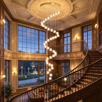 236'' Long Large Crystal Chandeliers LED Chandeliers for High Ceiling Handing Light Fixture for Entrance Hallway Foyer Staircase Lobby Gold