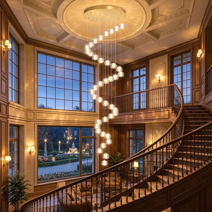 236'' Long Large Crystal Chandeliers LED Chandeliers for High Ceiling Handing Light Fixture for Entrance Hallway Foyer Staircase Lobby Gold