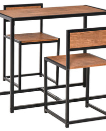 3-Piece Industrial Dining Table Set for 2, Kitchen Table and Chairs, Dining Room Sets for Small Spaces, Rustic Brown