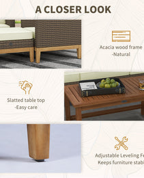 Patio Furniture Set w/ Cushions, 5 PCs PE Rattan Conversation Furniture Set, Cream White