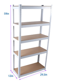 5 Layers Laminated White Metal Shelving Unit Adjustable Garage Storage Utility Rack Heavy Duty Shelf