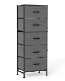 5 Drawer Dresser With Fabric Bins, Sturdy Steel Frame And Wood Top