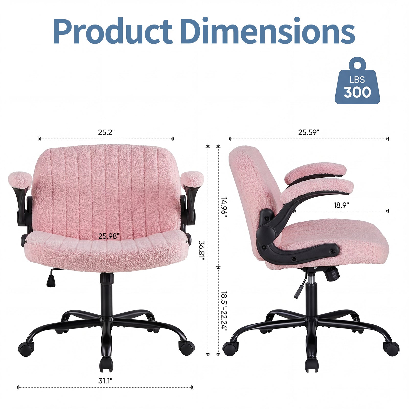 Office Chair With Wheels, Wide-leg Cross-style Desk Chair, Adjustable Rotating Chair With Flip-up Armrests