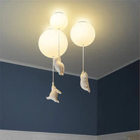 Designer Polar Bear Cartoon Pendant Chandelier for Kid Children Kindergarten Living Room Environment-friendly Resin LED Lamp