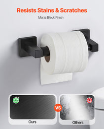 Matte Black Bathroom Hardware Set, 4 Pieces Stainless Steel Bathroom Accessories Set, 24-inch Towel Bar, Towel Ring, Robe Towel Hook, Toilet Paper Holder, For Bath Room, Wall Mounted