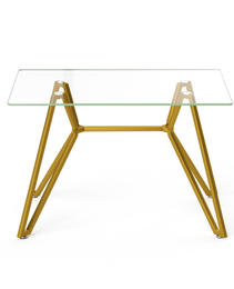 47.3-inch Rectangular Glass Dining Table, Suitable For 1-6 People, Modern Style Home Kitchen Dining Table, Equipped With Sturdy Metal Table Legs,suitable For Dining Room,living Rooms, Offices, Gold