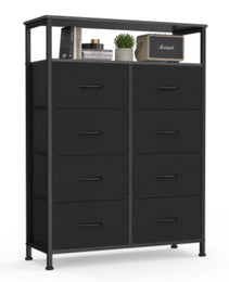 8-Drawer Fabric Dresser With Open Shelf, 45.9-inch Tall Storage Cabinet For Bedroom Closet Organization