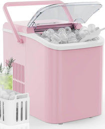 Countertop Ice Maker With Handle, 26lbs&24H Portable Ice Machine, 9 Bullet Ice Cubes Ready In 6 Mins, Self-Cleaning, Quiet Compact Ice Maker For Home, Kitchen, RV, Camping