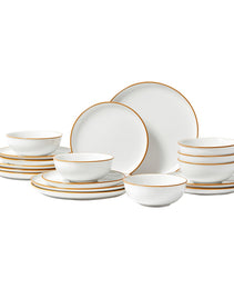 18 PCS Dinnerware Set Ceramic Plates And Bowls Sets Service For 6 White