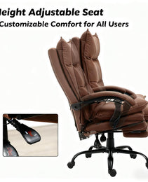 Luxurious Brown Leather Office Recliner Chair With Footrest