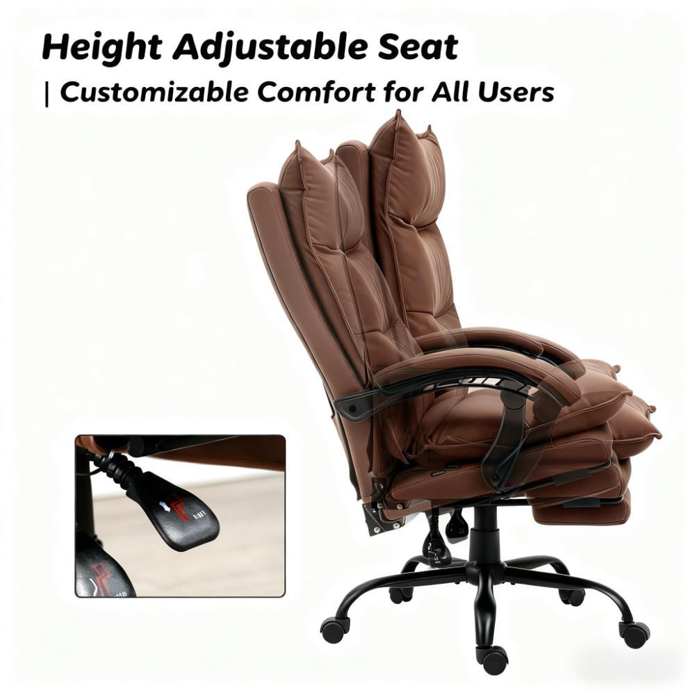 Luxurious Brown Leather Office Recliner Chair With Footrest