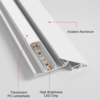 Ultra-Thin Ceiling Aluminum Profile 45Degree Reflective Light Trough Bevel Wall Washer Lamp Indoor Linear Home Decor Led Lights