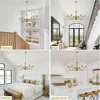 35" Gold Chandeliers for Dining Room Light Fixture Brass Chandelier