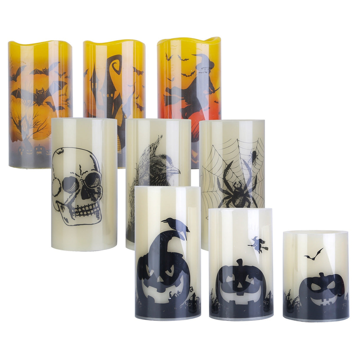 3 Pack Halloween Flameless Candle Lamp With Timer Setting Battery Operated Warm Orange Light Candles For Halloween Party Decoration - CJDS - FC