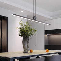 Modern And Simple One-word Long Restaurant Chandelier 2025 Creative New Bar Table Lamp Minimalist Office Hanging Line Lamp