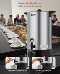 Commercial Coffee Urn, 100 Cup 15 L Hot Beverage Dispenser With Dripless Faucet, Quick-Brewing Stainless Steel Large Commercial Coffee Maker, For Catering, Business, Party, Church & Restaurant