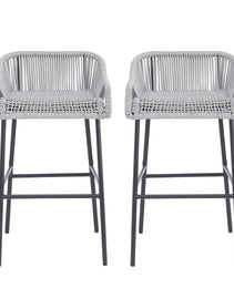 La Push Outdoor Patio Light Gray Rope Bar Stool  Set Of 2