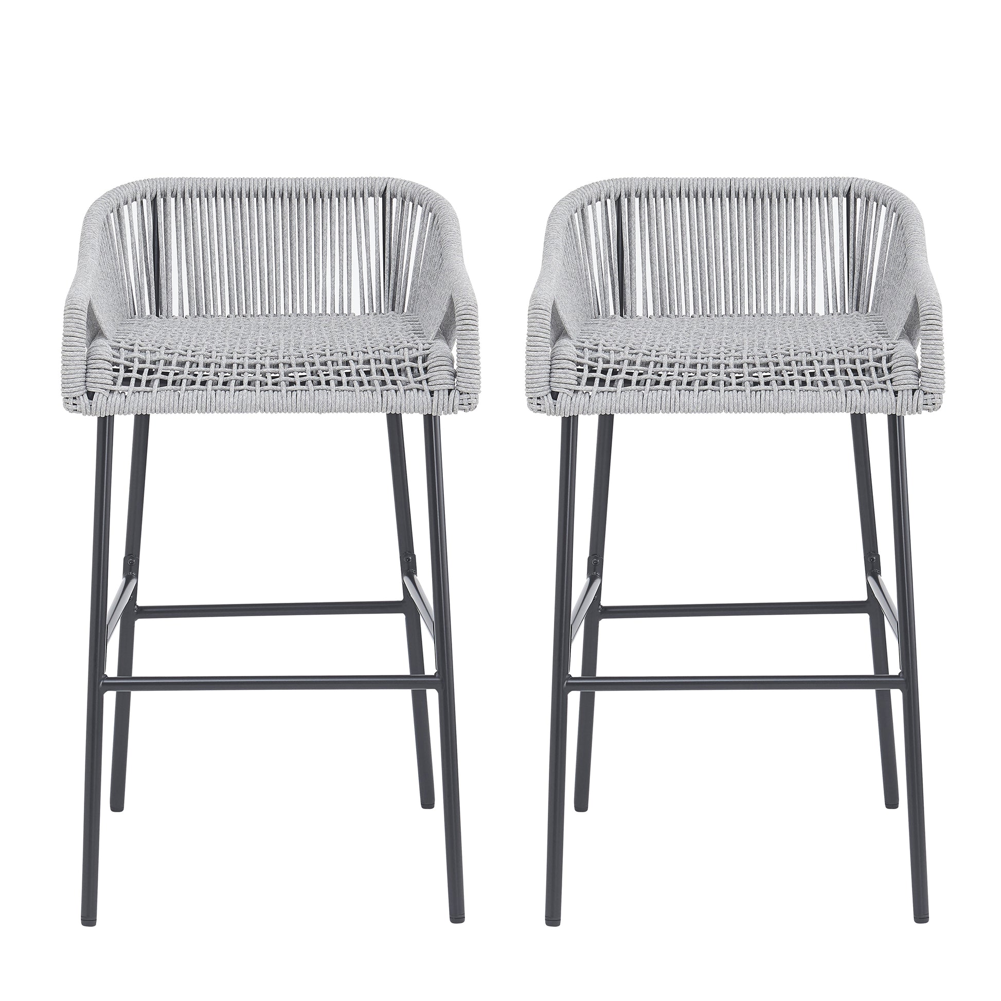 La Push Outdoor Patio Light Gray Rope Bar Stool  Set Of 2