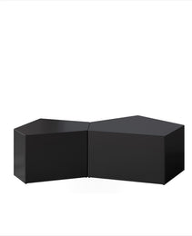 Irregular Pentagon Nesting Coffee Table Set, Geometric Coffee Table Set, Side Table Set, Cocktail Table Set, Center Table Set For Living Room, Bedroom, Black Set Of 2 Pieces