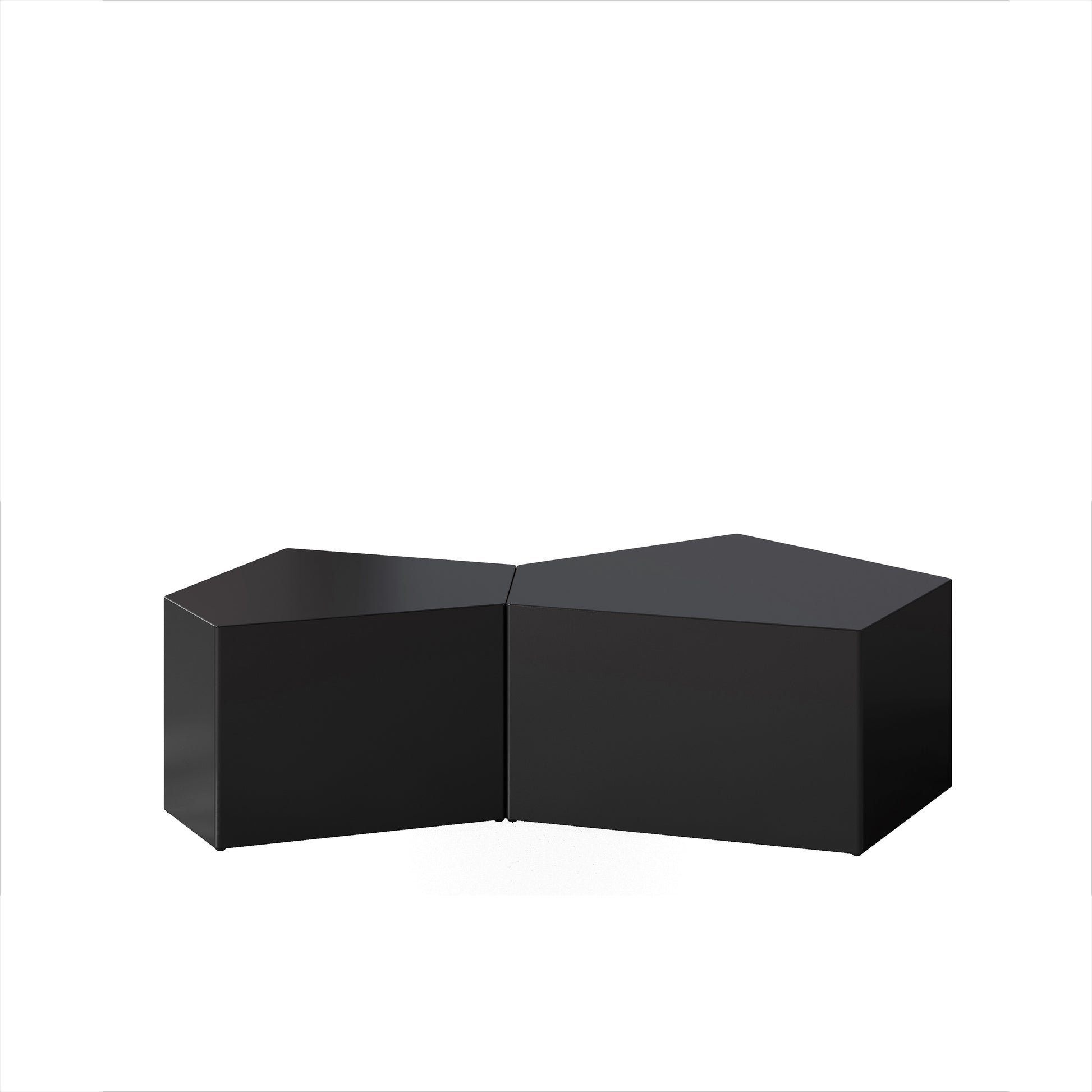 Irregular Pentagon Nesting Coffee Table Set, Geometric Coffee Table Set, Side Table Set, Cocktail Table Set, Center Table Set For Living Room, Bedroom, Black Set Of 2 Pieces
