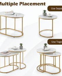 Modern Marble Look Stacking Nesting Coffee Table Set