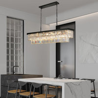 Black Crystal Chandeliers for Dining Room，18-Lights L46 Inch