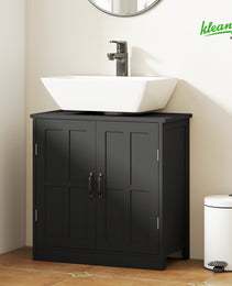 Bathroom Sink Cabinet, Pedestal Sink Cabinet with Adjustable Shelf, Black