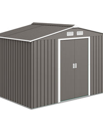 Large Outdoor Storage Shed, 9x6 Garden Tool Shed for Patio, Garage, Lawn, Gray
