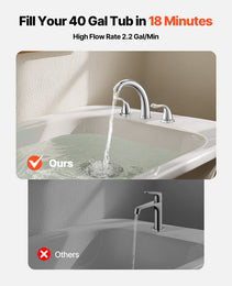 Roman Tub Faucet, 3 Hole Waterfall Bathtub Faucet, Gooseneck Bath Tubs Faucets Set With 2 Handles, Deck Mount Bath Tub Faucets Set For Pet Washing, Adult Bathing, Silver, High Arc Spout