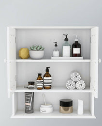 Bathroom Wall Cabinet With Doule Mirror Doors And Shelvs