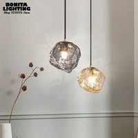 Ice Crystal Pendant Lamp Nordic Minimalism Bedside Restaurant Mirror Front Atmosphere Droplight Glass Stone Ceiling Chandelier
