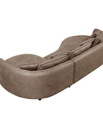 128.74 Inch Modern Sectional Curved Sofa Couch For Living Room,Leathaire Upholstered 5-Seat Sofa Couch, Technology Cloth Couch Set For Apartment Office,Brown