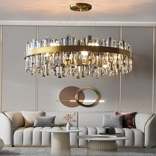 Modern Creative Fancy Design Gold Black Crystal Chandelier Indoor Lighting Hanging Lamp Decoration For Dining Room Living Room