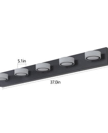 37  Modern 5-Light LED Vanity Light, Sleek Black Bathroom Wall Light Fixture For Mirror, Shower, And Bathroom Decor
