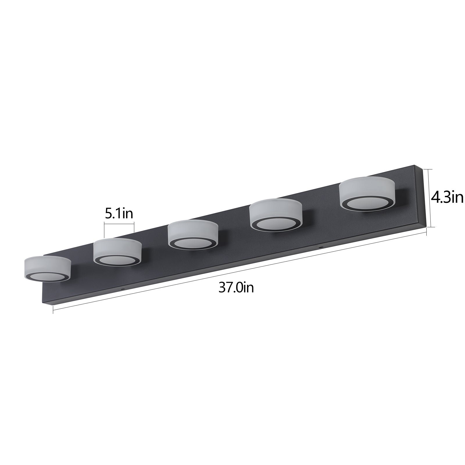 37  Modern 5-Light LED Vanity Light, Sleek Black Bathroom Wall Light Fixture For Mirror, Shower, And Bathroom Decor