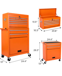 Tool Chest, 8-Drawer Rolling Tool Storage Cabinet With 2 In 1 Detachable Top Tool Box, Liner, Lockable Wheels, Side Hooks, Metal Tool Cart For Garage