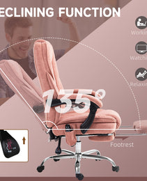 Massage Office Chair, Heated Reclining Computer Chair with Adjustable Height and Footrest, Pink