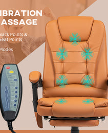7-Point Vibrating Massage Office Chair High Back Massaging Office Desk Chair With Lumbar Support, Footrest, Light Brown