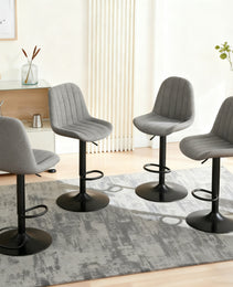 Swivel Bar Stools With Adjustable Height  35.03-43.7 Inches , Backrest, And Soft Knit Fabric - Ideal For Kitchen Island, Bar Counter, Dining Room, Grey Set Of 2