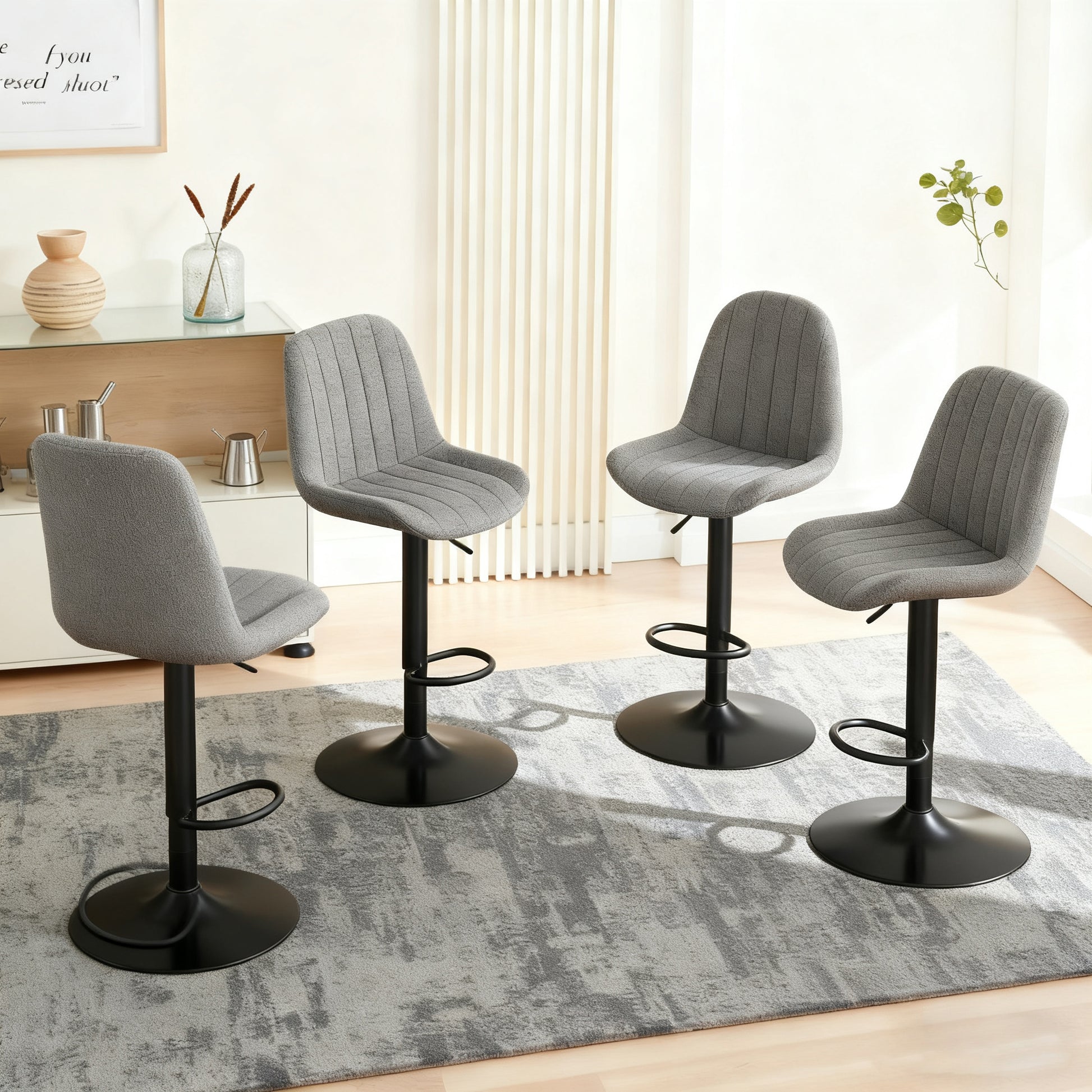 Swivel Bar Stools With Adjustable Height  35.03-43.7 Inches , Backrest, And Soft Knit Fabric - Ideal For Kitchen Island, Bar Counter, Dining Room, Grey Set Of 2