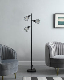 Adjustable Cage Shade Industrial Farmhouse Metal Floor Lamp - CJDS