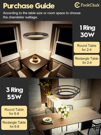 Modern Brass Chandelier for Living Room LED 3 Ring Chandeliers Black Gold