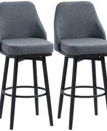 Modern Bar Stools, Set Of 2 Swivel Kitchen Chairs, Dark Gray