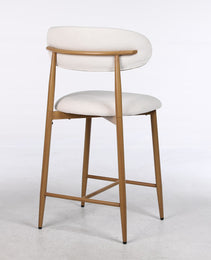 Counter Height Bar Stools Set Of 2, Upholstered Counter Stools Modern Barstools With Metal Legs For Kitchen Island Dining Room, Beige